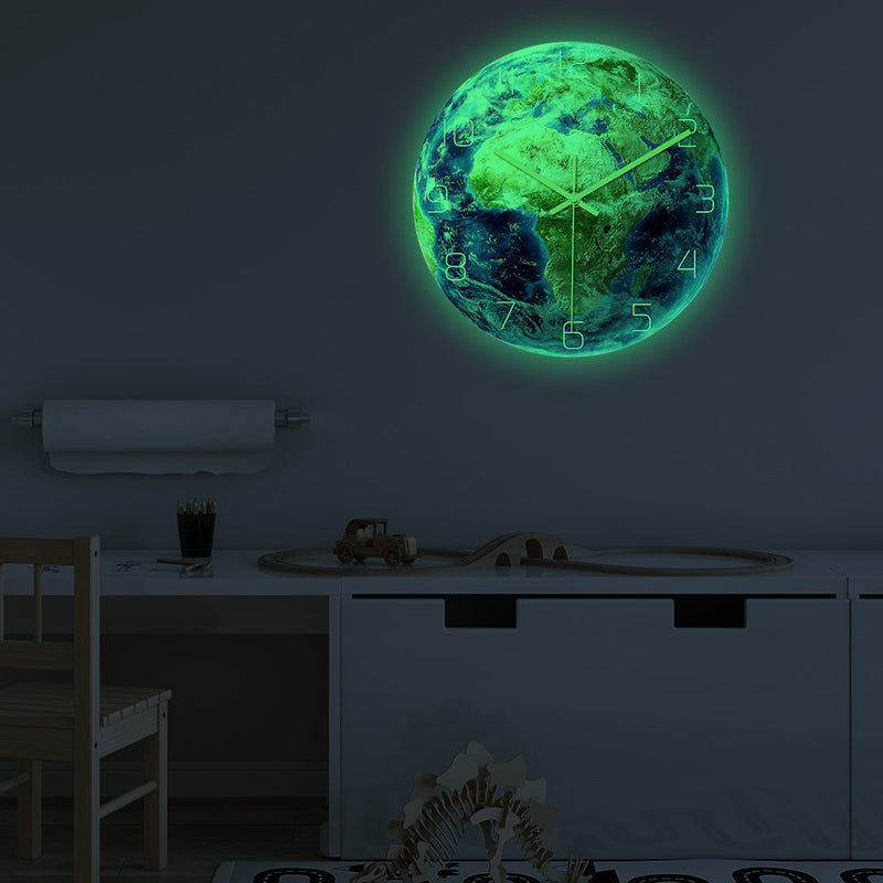 Luminous earth wall clock