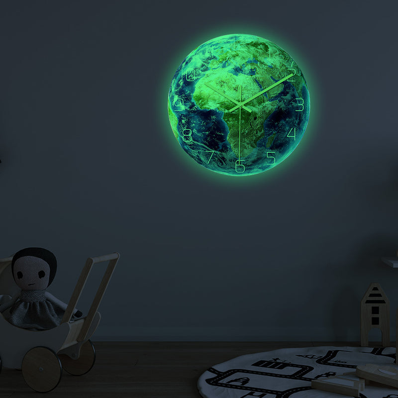 Luminous earth wall clock