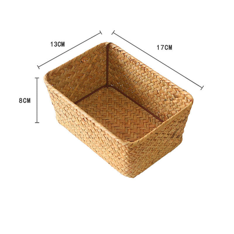 Nordic Rattan Bamboo Woven Storage Basket Seaweed Storage Box Woven Storage Basket