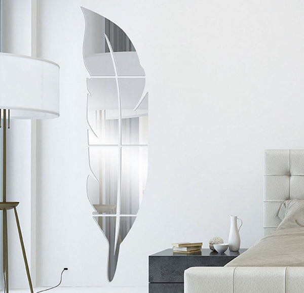 Mirror Wall Sticker Feather Decoration Mirror