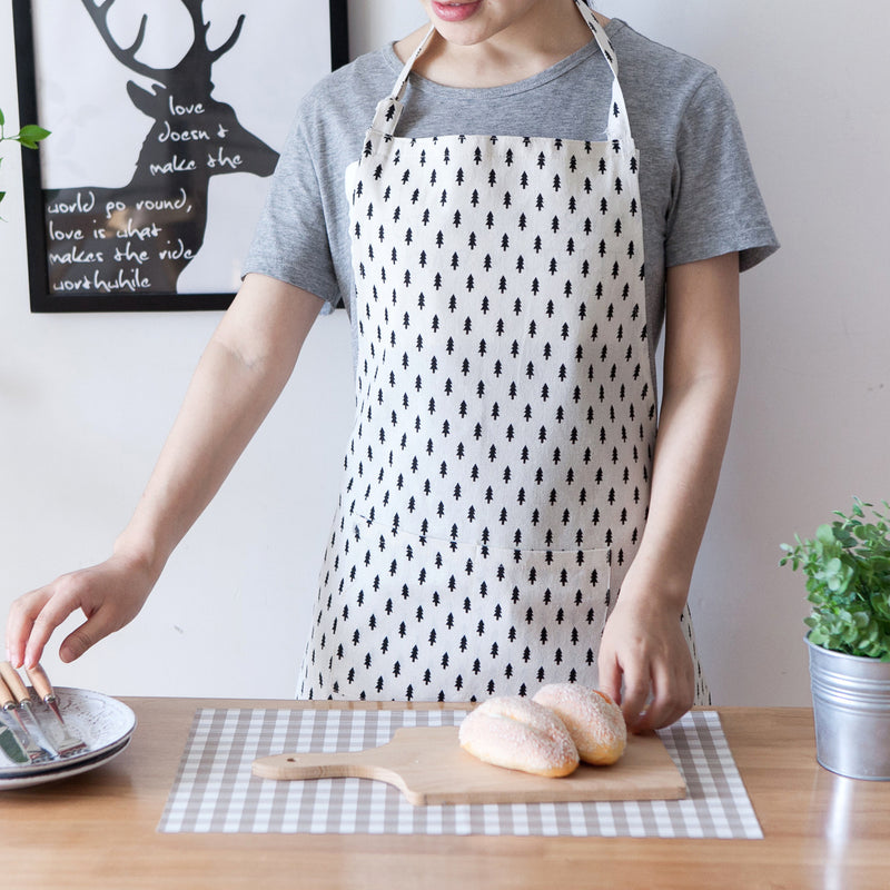 Fawn plus cotton linen apron English printing apron