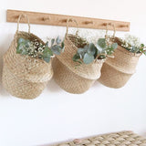 Green plant seaweed woven flower basket portable flowerpot dry flower basket hand woven storage basket sundry basket