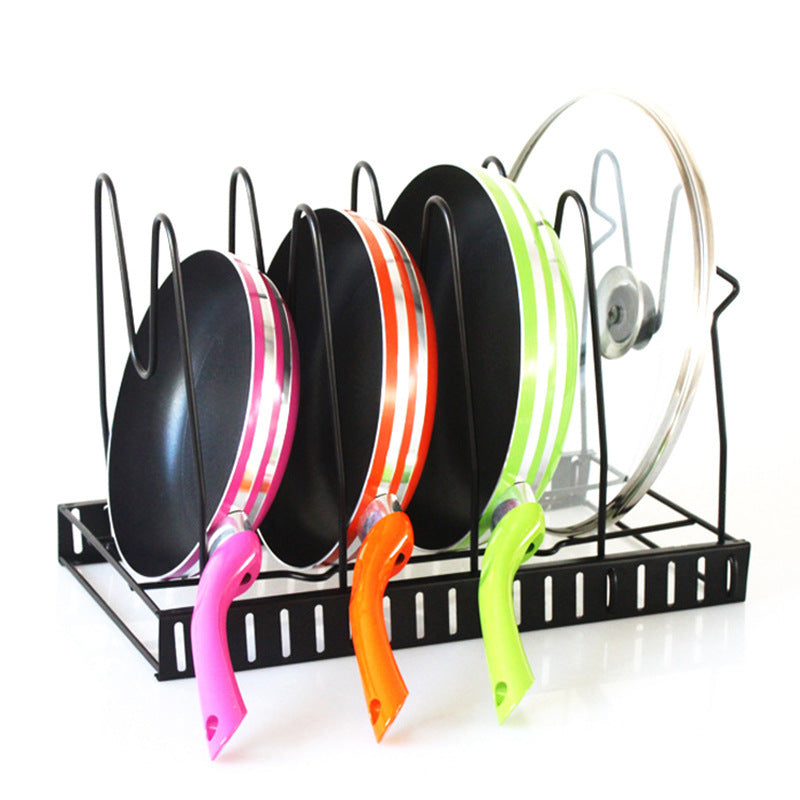 Multi-Layer Extendable Metal Pot Shelf Rack Pan Kitchen Accessory Adjustable Stand Holder