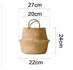 Green plant seaweed woven flower basket portable flowerpot dry flower basket hand woven storage basket sundry basket