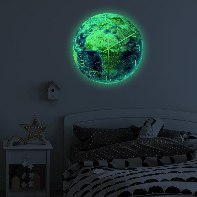 Luminous earth wall clock