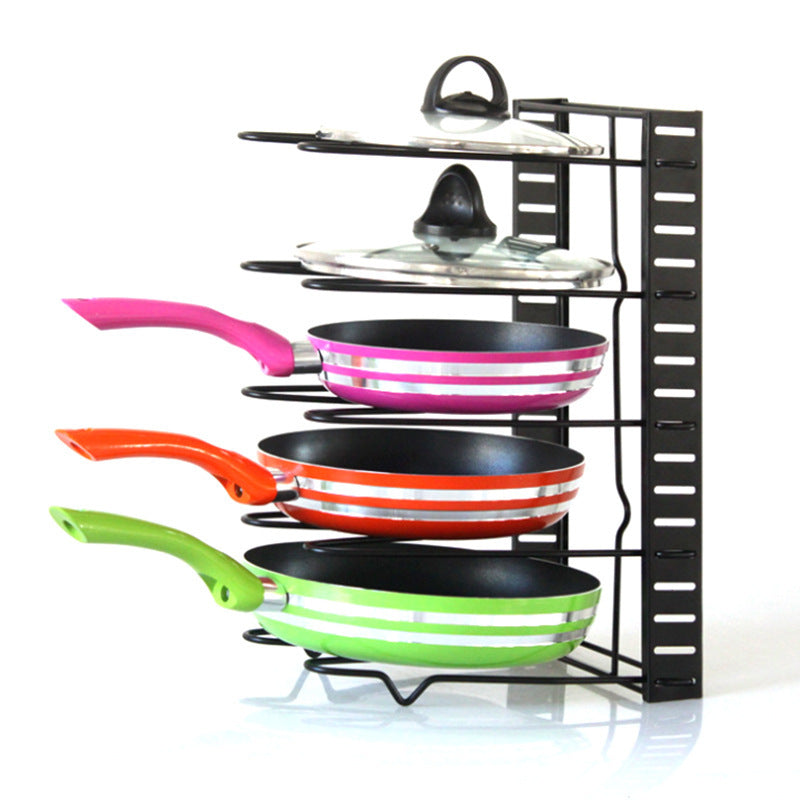 Multi-Layer Extendable Metal Pot Shelf Rack Pan Kitchen Accessory Adjustable Stand Holder