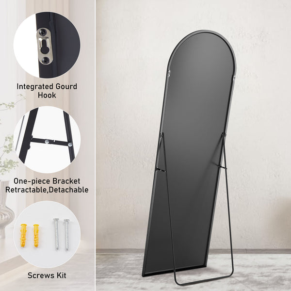 Floor Standing Mirror, Wall Mirror With Stand Aluminum Alloy Thin Frame