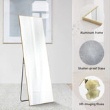 Floor Standing Mirror, Wall Mirror With Stand Aluminum Alloy Thin Frame