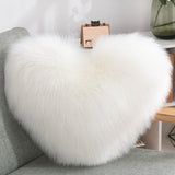 Throw Pillows Heart Shape Long Plush Fluffy Shaggy Cushion Cover Sofa Cushions Decorative Pillow Covers Pillowcase White