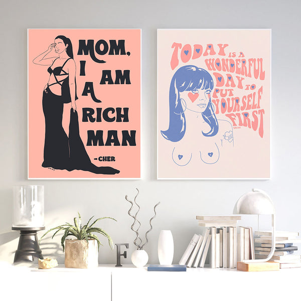 Vintage Canvas Painting Feminist Art Print Today