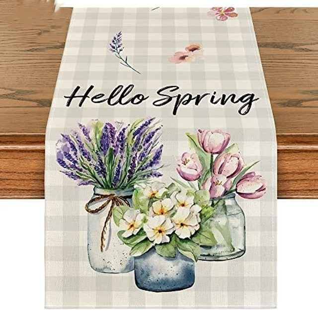 Carrot Bunny Happy Easter Table Runner Spring Summer Seasona