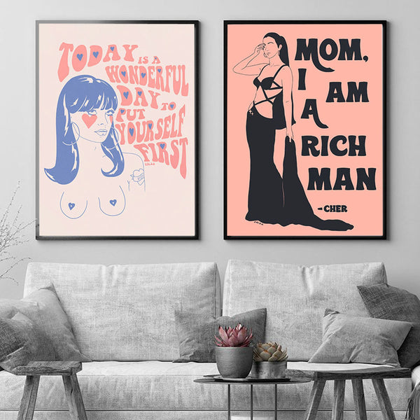 Vintage Canvas Painting Feminist Art Print Today